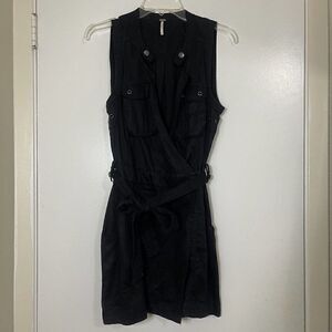 FREE PEOPLE black sleeveless belted trench wrap dress size Small